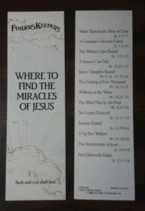 "WHERE TO FIND THE MIRACLES OF JESUS" BOOKMARK WITH SCRIPTURE - Lot of 5 - Picture 1 of 3