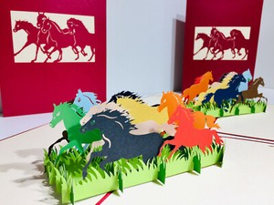 ORIGAMI POP CARDS Spirit Horses Pop Up Greeting Card Happy Birthday LOVE HORSE