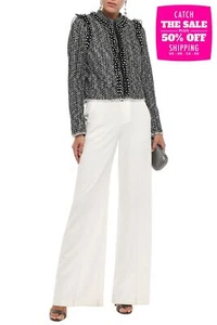 RRP €2333 GIAMBATTISTA VALLI Tweed Jacket IT46 US10 UK14 XL Beads Made in Italy - Picture 1 of 6
