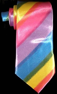 RAINBOW NECKTIE NEW TIE SHOW THE PRIDE YES VOTE LGBT YELLOW PINK - Picture 1 of 1