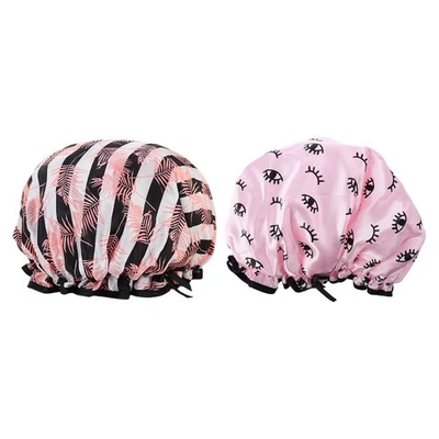  2 Pcs Duschkappe Damen Duschhaube Wiederverwendbar Badduschenhaube - Bild 1 von 4