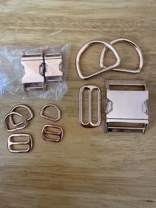 Rose Gold Tone Steel Metal Quick Release Buckles, D Rings & Sliders, Dog Collars - Picture 1 of 7