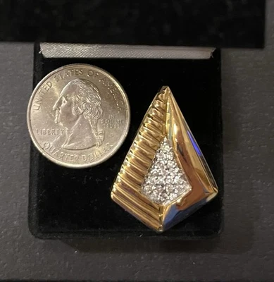 LeVian 大号 8.28 克 14K 金色 0.44 克拉钻石幻灯片吊坠 带原产地证书 — 第 1/4 张图片