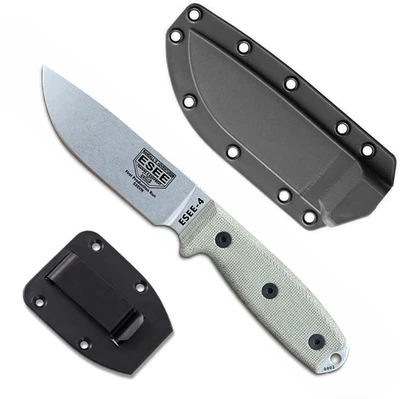 ESEE-4 Plain Edge Fixed Blade S35VN Steel with Canvas Micarta Handles - Image 1 of 2