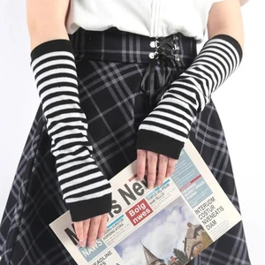 Schwarz weiß Gothic Punk Anime dünne weiche Handschuhe Jk Mädchen Fäustlinge Oversleeve Mann W - Bild 1 von 34
