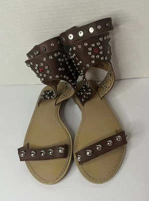 Isabel Marant Caroll Elvis Studded Leather Gladiator Sandals Brown Womens 7.5 38 - Image 1 of 4