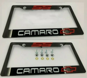 License Plate Frame FİT CAMARO SS 2PCS LICENSE FRAME COVER Front &Rear FAST SHIP - Imagen 1 de 5