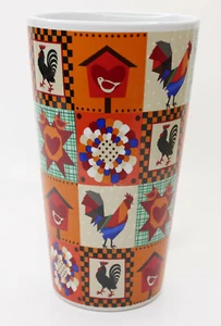Trisa Hahn Patchwork groß Kaffeetasse Teetasse Vögel Herzen Hähne Vogelhäuser - Bild 1 von 6