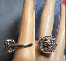 1 Antique Lady Liberty Popped Out RING 1913 Sterling Dime Coin Cameo OOAK Unisex