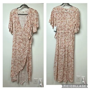 Rip Curl Wrap Maxi Dress Women’s Sz XS Paisley Floral Apricot Peach Color New - Picture 1 of 17