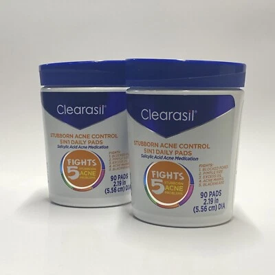 Clearasil Stubborn 痤疮控制 5 合 1 日常清洁垫,90 克拉每 2 包 — 第 1/4 张图片