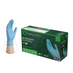 Guantes industriales desechables de nitrilo azul X3 3 mil sin látex/seguros para alimentos, 100/caja - Imagen 1 de 14