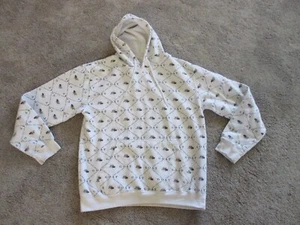 Eighty Eight Brand White Pullover Hoodie, Skull, Rose in Mouth, Size L, Preowned - Picture 1 of 10