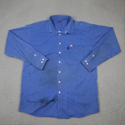 Camisa Ginch-WRX FR Para Hombres Grande Azul Resistente al Llama Botón Delantero Trabajo HRC2 NFPA Foto 1 de 4