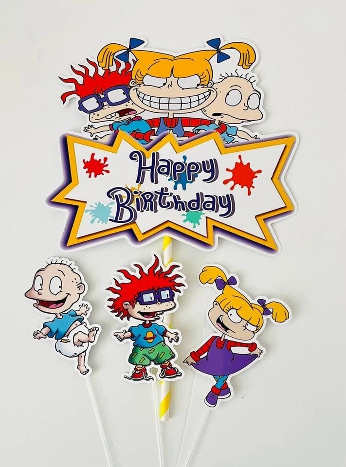 Decoração de bolo temática de feliz aniversário Rugrats - Imagem 1 de 1