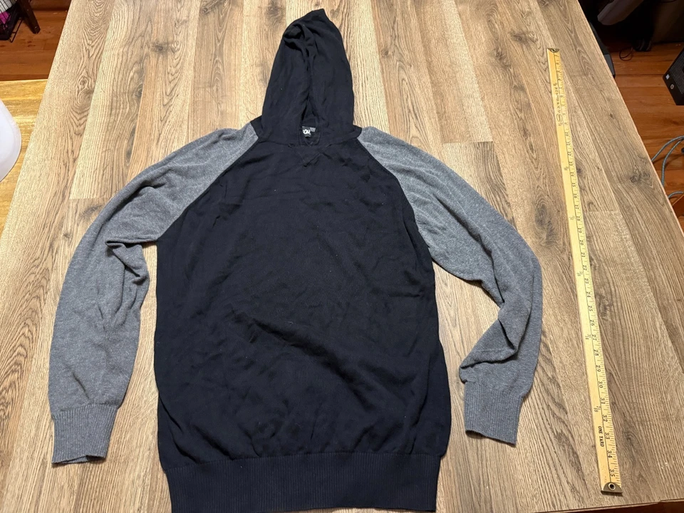 Moletom de carbono, masculino tamanho XL, preto cinza, pulôver, com capuz - Imagem 1 de 4