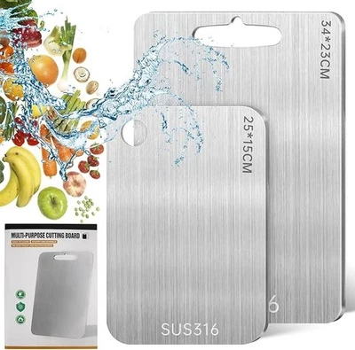 2 Pezzi Tagliere in Acciaio Inossidabile 316, Multifunzione Tagliere per Cucina - Immagine 1 di 4