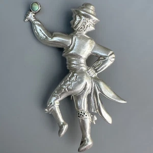 Mexican Sterling Silver Mariachi or Flamenco Dancer Pin, Almost 3" Tall & 22g - Picture 1 of 10