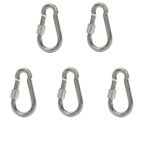 5 PC 3/8'' Marine 316 Stainless Steel Spring Snap Hook w Screw Carabiner 500 LB - Picture 1 of 4