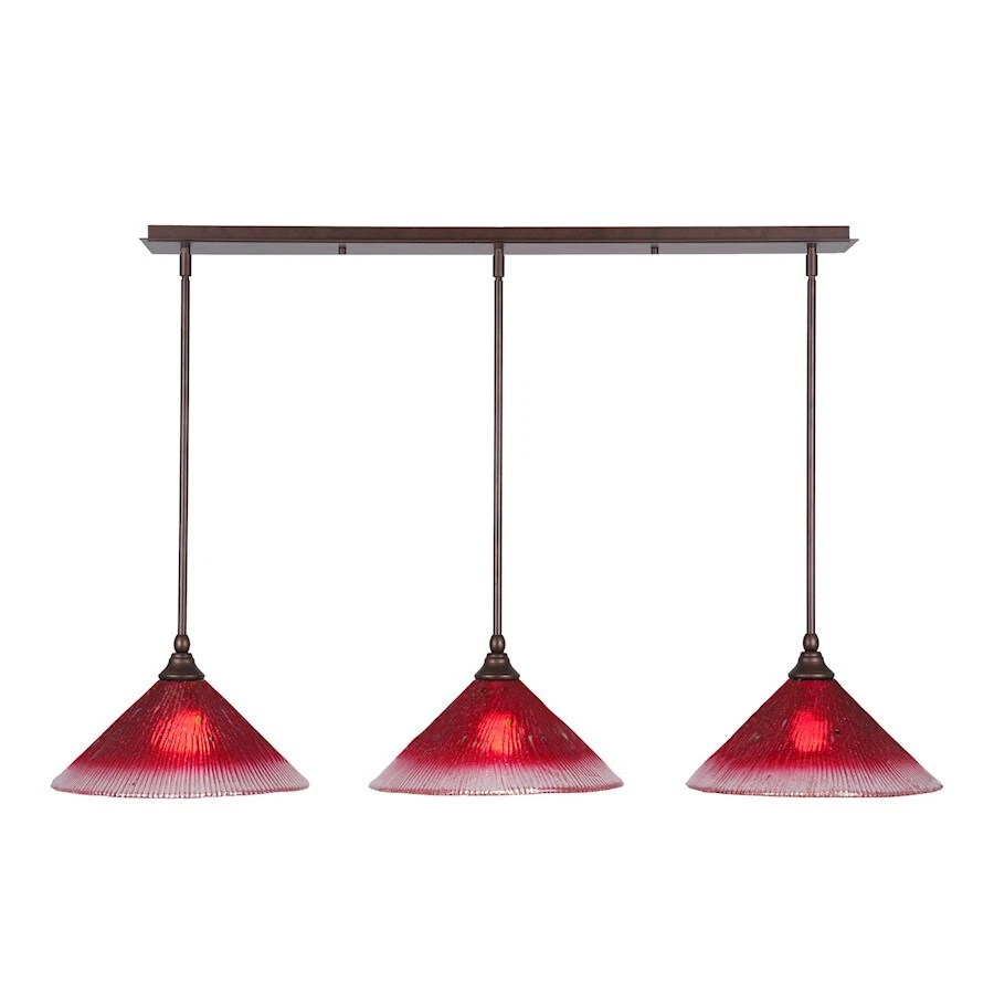 Мини-кулон Toltec 3 лампы, бронза, 12-дюймовый малиновый кристалл - 36-BRZ-706 - Изображение 1 из 1