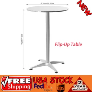 Round Cocktail Bar Table Metal Base Tall Bistro Pub Table Adjustable Height - Picture 1 of 20