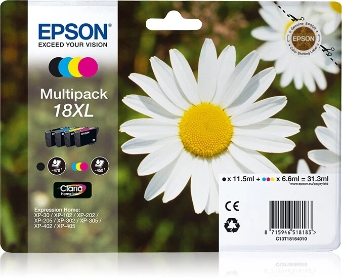 CARTUCCIA EPSON 18 XL MARGHERITA ORIGINALE - MULTIPACK COLORI - Immagine 1 di 1