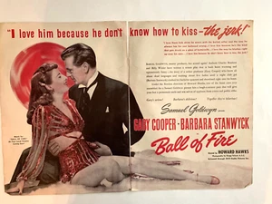 Druckwerbung Film Ball of Fire Life Mag 1942 Gary Cooper Barbara Stanwick 2 Seiten - Bild 1 von 1