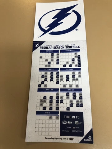 Tampa Bay Lightning Bolts NHL Magnetic Schedule 2019-20 + CAR MAGNET - FREE S/H Cover