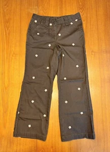 Girls size 8 LL Bean Owl Embroidered Brown Chino Khaki Pants - Picture 1 of 14