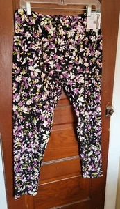 NUEVO CON ETIQUETAS NOBO Juniors Mujer XXXL 21 Púrpura Floral Cruzado Gamuza Leggings al Tobillo - Imagen 1 de 6