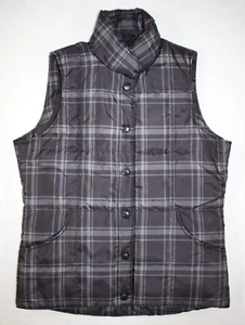 Izod Puffer Vest Women's Small Lightweight Quilted Jacket Plaid Black - Picture 1 of 7