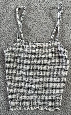 Top Hollister para mujer negro blanco a cuadros ajustado cami correas ajustables talla xs Foto 1 de 4