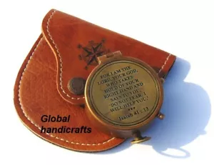 Nautisches antikes Messing Vintage Taschenkompass Geschenk mit Leder Richtungsetui - Bild 1 von 9