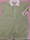 Boys Green Check Seersucker Bubble Outfit Size 24 Months NWT