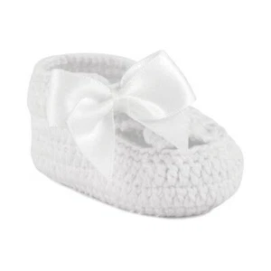 Botines de ganchillo blanco con arco recién nacido prematuro para bebés ciervos bebé - Imagen 1 de 1
