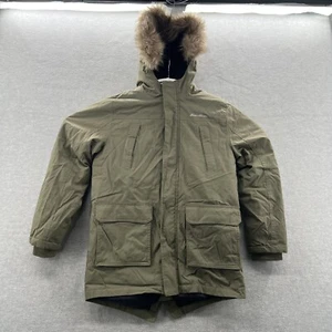 eddie bauer jacket size m (10-12) kids green Big Pocket Duck Down Fur Hood Parka - Picture 1 of 9