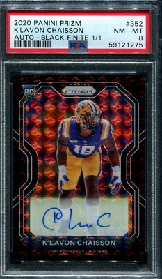 K'Lavon Chaisson -- Black Finite 1/1 -- PSA 8 -- 2020 Prizm NFL Rookie Auto - Image 1 of 2