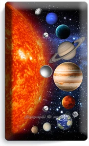 SOLAR SYSTEM SPACE PLANETS MOON STARS LIGHT DIMMER V CABLE KIDS ROOM WALL PLATES - Picture 1 of 1