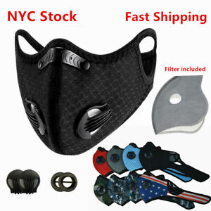 Face Mask with Active Carbon Filter Breathing Valves Reusable Cycling Sport Mesh