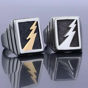 Thor Thunder Stainless Steel Men's Lightning Ring Men's 7-15 Size - Picture 1 of 14