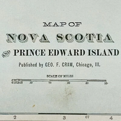 Antique Nova Scotia Canada Map 1901 Halifax Cape Breton Original 14” X 22” - Image 1 of 4