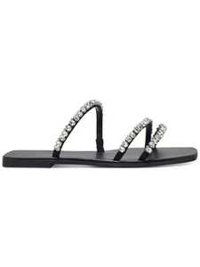 INC Womens Black Strap Gem Pommona Square Toe Block Heel Slip On Sandals 7 M - Picture 1 of 11