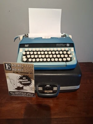 Vintage Smith Corona Sterling Manual Typewriter 1960's 2 Tone Blue W/case Used - Image 1 of 4