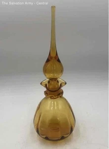 Vintage Art Glass Amber Decorative Asymmetrical Shaped Elegant Decanter - Picture 1 of 6