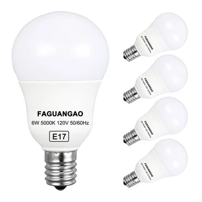 E17 Intermediate Base LED G14 Bulbs, 6W 60W Equivalent, 5000K Daylight, 600LM... - Image 1 of 4