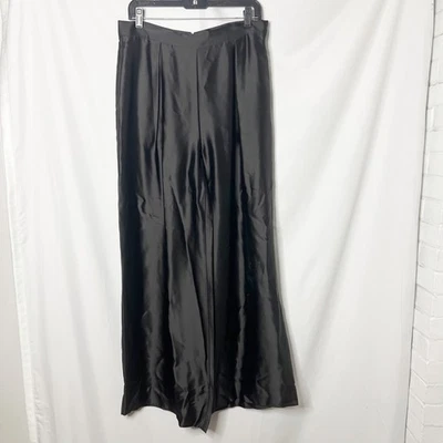 Women's ALEX MARIE Black Wide Leg Satin Pants Size 10 - Image 1 of 4