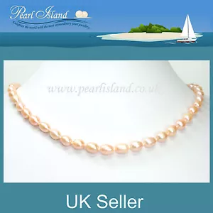 Peach Freshwater Pearl Necklace with Magnetic Clasp 18 inch / 46cm - Picture 1 of 1