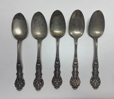 (5) 1847 Rogers Bros AI Oak Acorn Spoons Monogram - Image 1 of 4