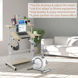 Modern Stand Up Desk, Adjustable Laptop Desk with Wheels with Storage - Picture 1 of 7