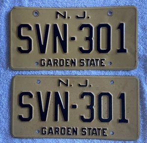 GUTES SOLIDES PAAR NEW JERSEY NUMMERNSCHILDER Siehe meine anderen Kennzeichen - Bild 1 von 2